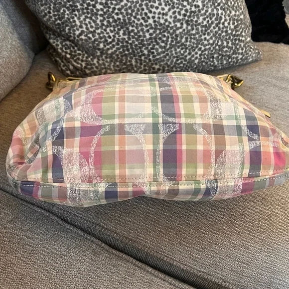 Coach Poppy Madras Tartan Pastel Plaid Hobo Shoulder Bag - Picture 6 of 13